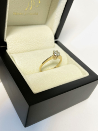 14 K Gouden Solitair Ring 0.46 ct Briljant Geslepen Diamant G-VVS1