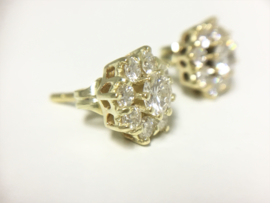 14 K Gouden Rozet Oorstekers 1,3 crt Briljantgeslepen Diamant Top Wesselton