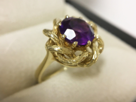 14 K Gouden Fantasie Ring Amethyst Kleurige Zirkonia