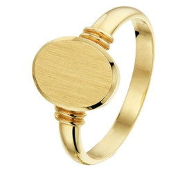 14 K Gouden Graveer Ring Dames - Mat Gediamanteerd / Mt 17,5