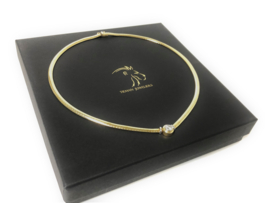 14 K Gouden Omega Colitaire 0.50 crt Briljant Geslepen Diamant G / IF - 42,5 cm / 23,2 g