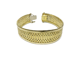 Brede Vintage 14 K Gouden Fantasie Schakel Armband - 17,5 cm / 35,4 g / 2 cm
