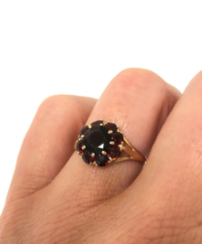8 Karaat Antieke Rozet Ring Facet Geslepen Granaat