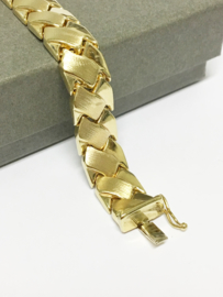 14 K Gouden Schakel Armband (Plat/Gematteerd) - 19,5 cm / 16,1 g
