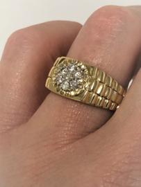18 K Gouden Heren Rolex Ring 0.38 crt Briljantgeslepen Diamant