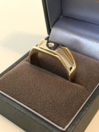 14K Bicolor Gouden Heren Ring Briljantgeslepen Diamant