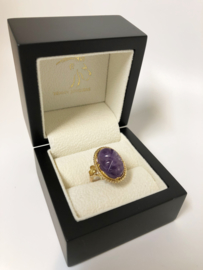 Handvervaardigd Antiek Gouden Ring Geslepen Amethyst - 5,05 g