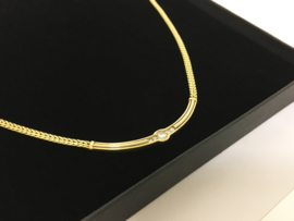 14 K Gouden Gewalst Vossenstaart Collier 0.5 crt Diamant  TW / VS1- 45 cm