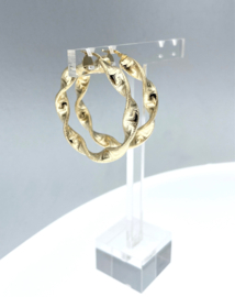 14 K Gouden Wokkel Creolen Meander Versace Motief - 4.2 cm /6 mm