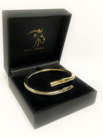 18 K Bicolor Gouden Slag Slaven Armband Bangle - 19,43 g / 18,5 cm / 5,7 mm