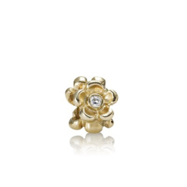 PANDORA 750271D Floral Gold Charm - 0.09 crt Diamant Top Wesselton (Retired)