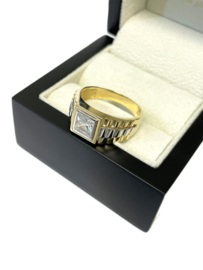 14 K Gouden Rolex Heren Ring President Carré Geslepen Heldere Cubic Zirkonia