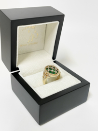 14 K Gouden Ring Smaragdgroen Emaille Briljant Geslepen Diamant