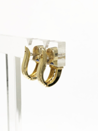 14 K Gouden Oorhangers Briljant Geslepen Zirkonia - Wit / Blauw