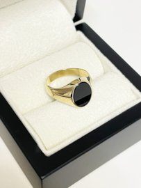 14 Karaat Gouden Dames Zegelring Model Ovaal - Onyx Zegelsteen