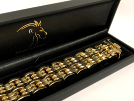 Brede Vintage Schakel Armband 14 K Goud - 18 cm / 48,1 g / 2,5 cm