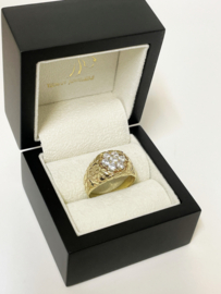 14 K Gouden Heren Ring Briljant Geslepen Heldere Zirkonia - 7,7 g