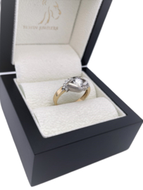 14 Karaat Bicolor Gouden Fantasie Ring Briljant Geslepen Heldere Cubic Zirkonia