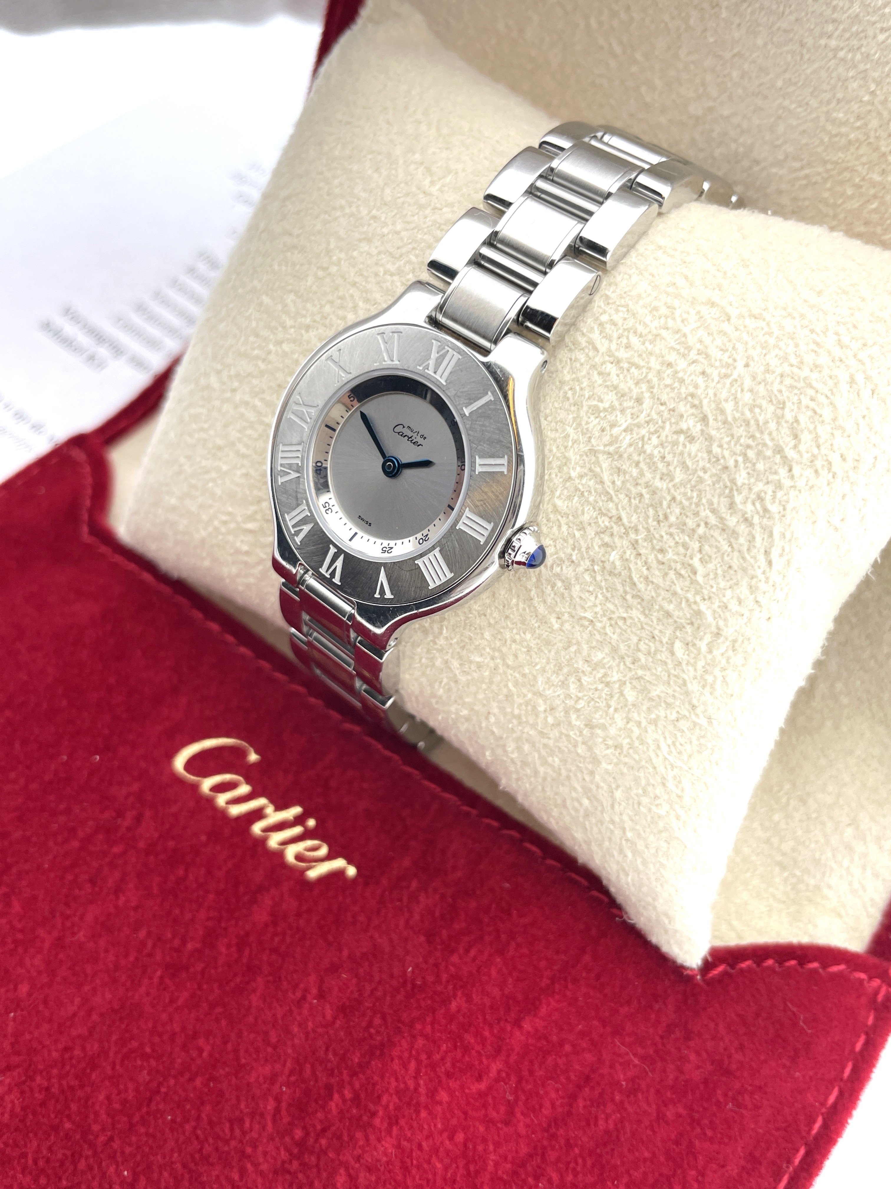 Cartier Must de 21 Staal Dames Polshorloge Ref. 1340 Travel Pouch / Papers