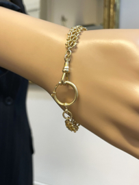 Antiek 14 Karaat Gouden Draad Armband Veerring Musqueton - 19.5 cm / 9 g / 8.3 mm
