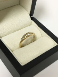 14 K Bicolor Gouden Fantasie Ring 0.05 crt Diamant