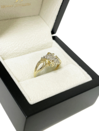 14 K Gouden Fantasie Slag Ring 0.10 ct Briljant Geslepen Diamant