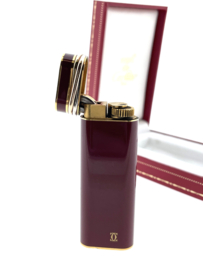 Must de Cartier Briquet Laque de Chine 3 Anneaux (Trinity) Bordeaux - Gas Aansteker