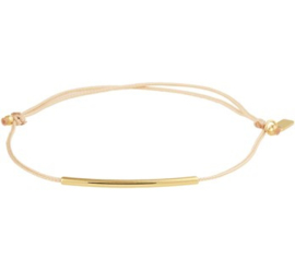 Verstelbare Armband Katoen 13 - 19 cm / 14 K Goud Bruin