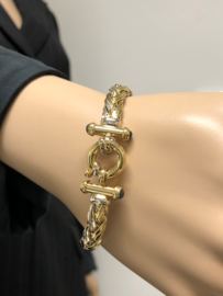 18 K Bicolor Gouden Slot Armband Cabochon Saffier - 18,5 cm / 23,56