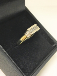 Antiek 14 K Bicolor Gouden Ring 0.15 crt Prinsesgeslepen Zirkonia