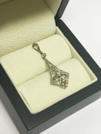 Eind 19e Eeuw - Klassieke Witgouden Hanger 0.35 crt Diamant