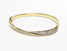 14 K Massief Gouden Slag Slaven Armband / Bangle ca 0.5 ct Diamant - 30,8 g / 18 cm