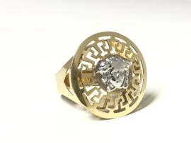 Grove 14 K Gouden Ring Medusa Versace Motief - 2,5 cm