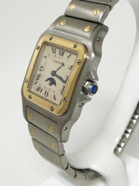 Cartier Santos Galbée Moonphase Date Quartz - Staal / Goud (29 mm)