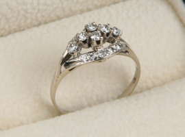 Antiek Witgouden Ring 0.30 crt Briljantgeslepen Diamant