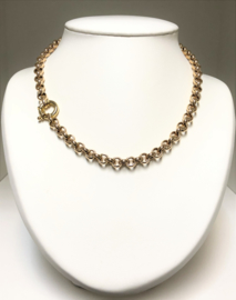14 K Rosé Gouden Jasseron Slot Collier - 45 cm / 28,7 g / 7,5 mm