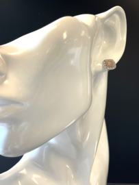 NDI 14 Karaat Witgouden Oorstekers Rosé Detail 0.30 ct Diamant - HK Design