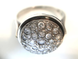 Antiek 14 K Witgouden Ring 0.70 crt Briljantgeslepen Diamant