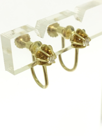 Antiek 14 K Gouden Oorhangers 0,10 crt Briljantgeslepen Diamant