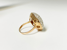 Royale Antiek Gouden Cocktail Ring 1,38 ct Diamant - Italië ca 1900