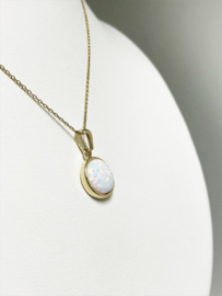 14 K Gouden Hanger Opaal Rond - 1,7 cm