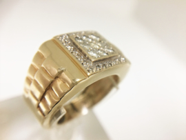 14 K Gouden Rolex Ring ca 0.40 crt Briljantgeslepen Diamant - 8,2 g