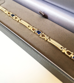 14 K Gouden Schakel Armband Prinsesgeslepen Saffier