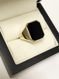 14 K Gouden Heren Zegelring (8-Kant) - Onyx / 9,22 g