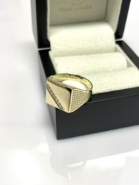 14 Karaat Gouden Heren Ring Briljant Geslepen Cubic Zirkonia