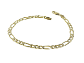 18 K Gouden Figaro Schakel Armband Gediamanteerd - 20 cm / 8,4 g / 5 mm