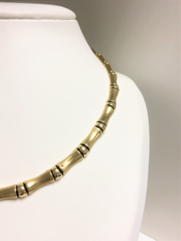 14 K Gouden Bamboe Schakel Collier / Choker - 45 cm