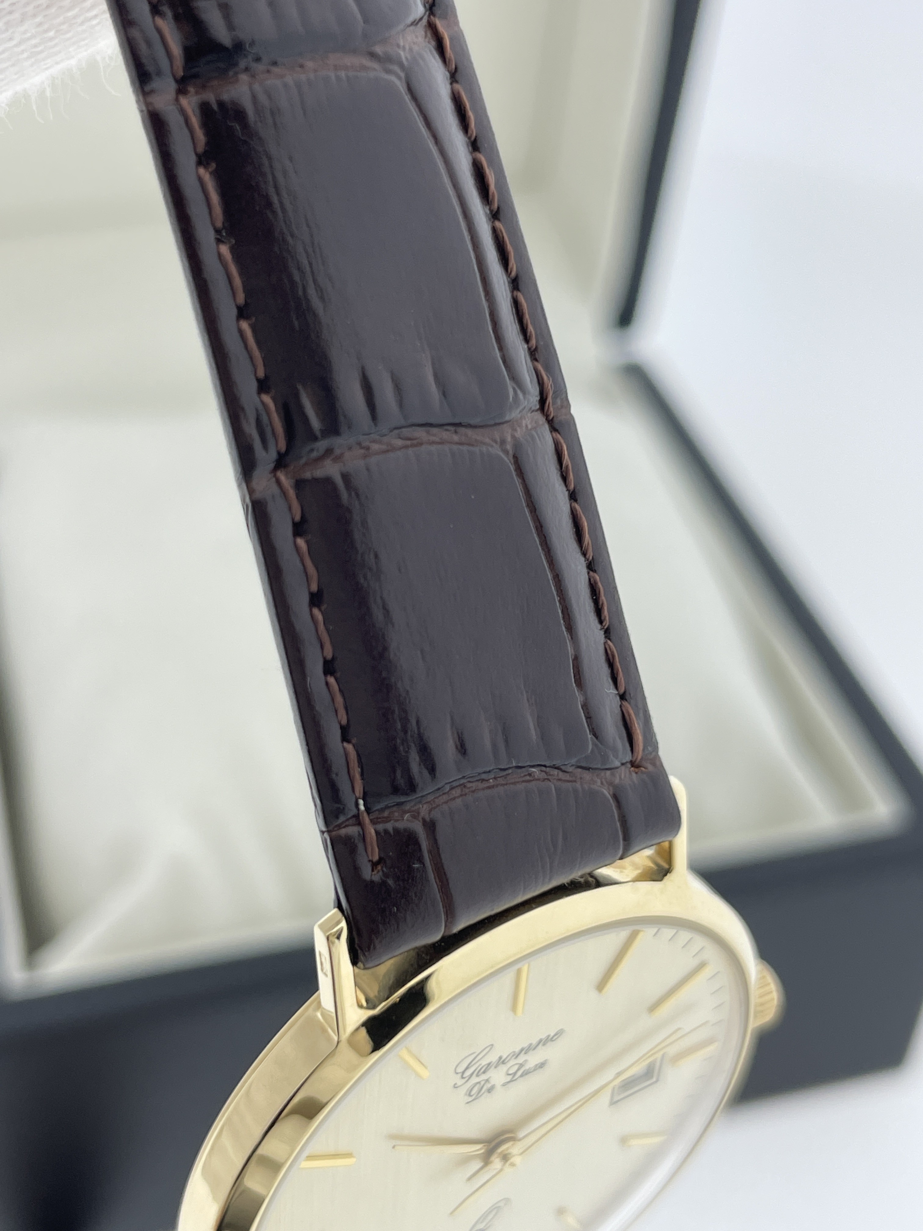 Garonne De Luxe 14 Karaat Gouden Heren Horloge Dresswatch