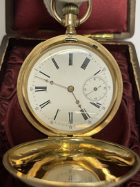 14 K Gouden Ligne Droite Remontoir Ancre Spiral Briguet 18 Rubis Chaton Zakhorloge  Datering ca 1900