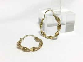 14 K Massief Gouden Wokkel Creolen - 2 cm